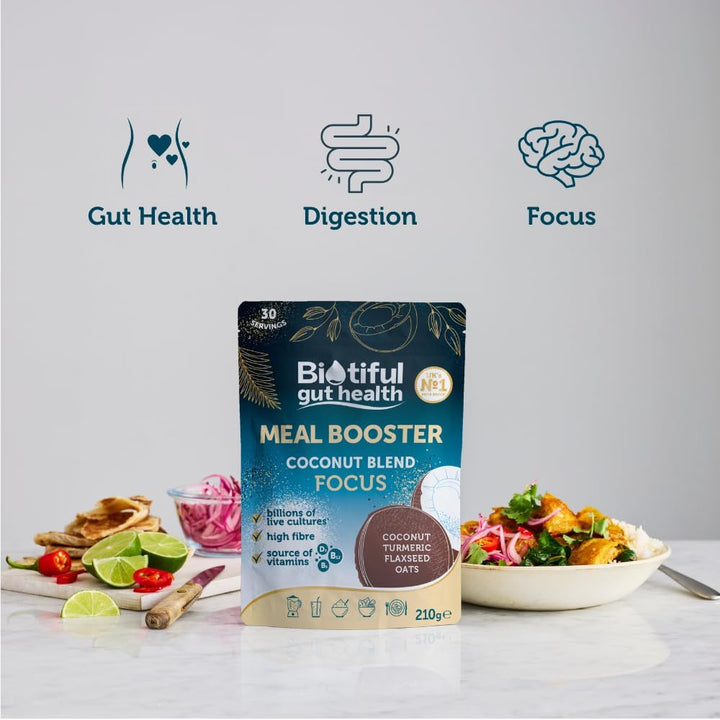 Gut Health, Super Food, Meal Booster, 34 Billion Probiotics, Prebiotic Fibre, Source of Vitamins D3 B5 B12, Greens Powder Alternative, Vegan Friendly, Gluten Free, Coconut & Turmeric, 30 Servings