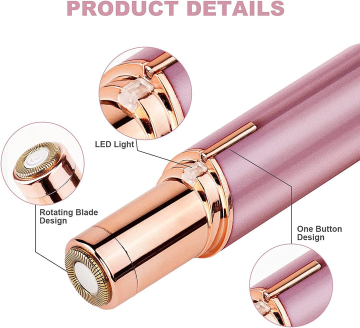 Facial Hair Remover for Women, Painless Face Hair Trimmer, Rechargeable Mini Epilator Lady Shaver Portable Electric Razor for Lips Face Body Peach Fuzz