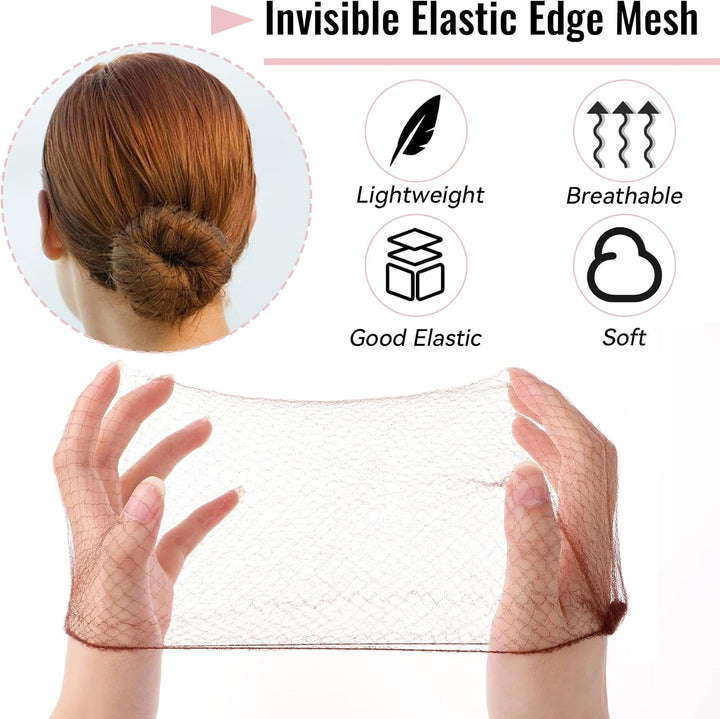Hair Bun Net, 68PCS Easy Hair Styling Tools- Include Ballet Hair Nets, Hair Doughnut, U Shaped Hair Pins, Bobby Pins and Hair Bands, Hair Bun Maker, Brown Bun Rings for Women Girls Hair Accessories