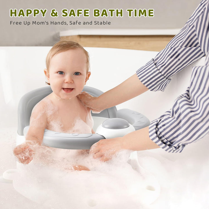 Baby Bath Seat, Infant/Toddler Sit up Bathtub Seat for 6-12-24 Months, Baby Bath Essentials Chair, Great Shower Gifts for Newborn and New Mothers