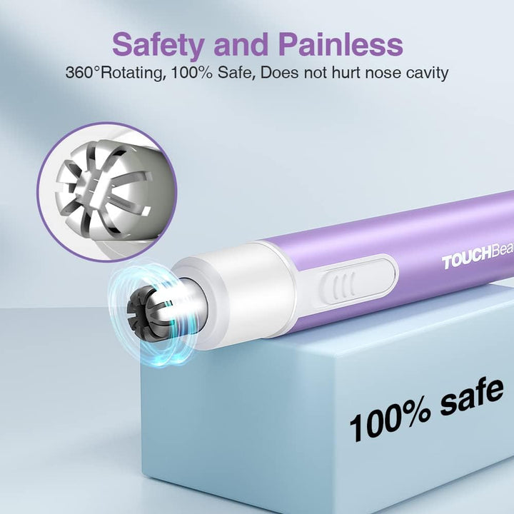 Nose Hair Trimmer for Women,Portable Electric Nose Ear Hair Trimmer,Personal Groomer Hair Removal,Mini Size,Battery Powered,Purple AG-0656