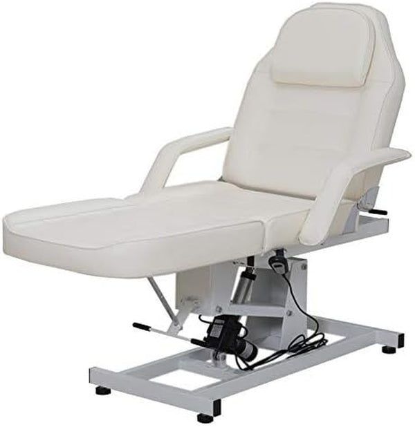 Electric Massage Table 3 Section Adjustable Bed Couch Beauty Salon Recliner Chair Treatment Tattoo Facial SPA Massaging Bed (White)(Includes 2 Packages) (White)