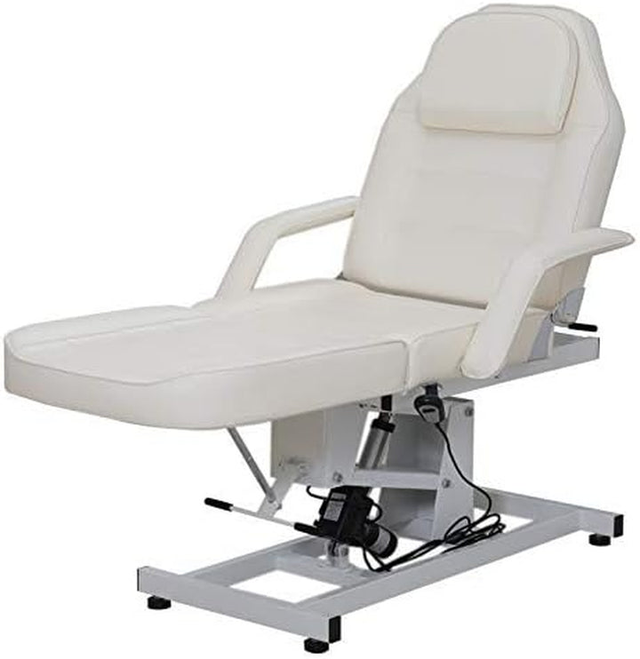 Electric Massage Table 3 Section Adjustable Bed Couch Beauty Salon Recliner Chair Treatment Tattoo Facial SPA Massaging Bed (White)(Includes 2 Packages) (White)