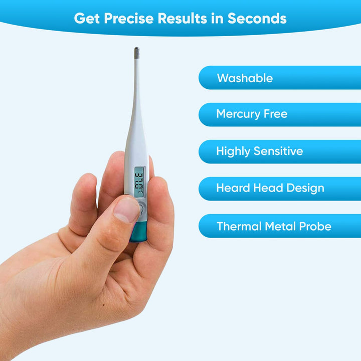 Digital Oral Medical Thermometer – for Mouth, Underarm & Rectal Use – Waterproof Childs Thermometer, Clinical Temprature Checker for Adults, Kids & Babies