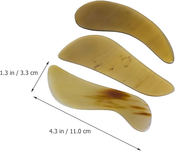 3Pcs Yak Horn Guasha Board Set S-Shaped Thin Scraping Massage Tools for Body Face Neck, Natural Cattle Horn Material Household and Salon Use