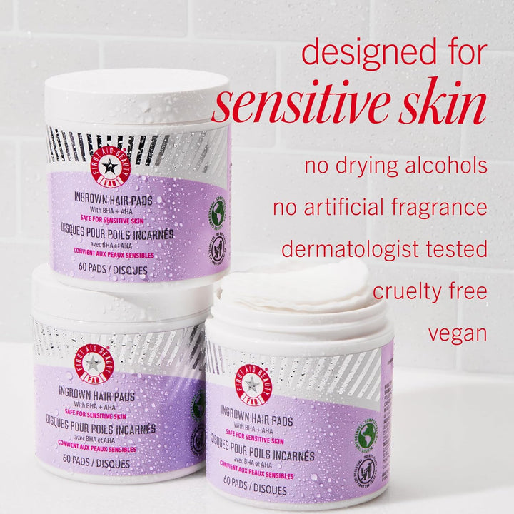 Ingrown Hair Pads with BHA & AHA – Daily Treatment Relieves Razor Burn, Prevents Ingrown Hairs and Soothes Irritation – 28 Pads