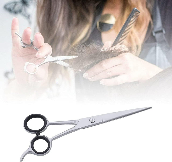 Professional Hairdressing Scissors, Stainless Steel Barber Scissors for Men, Women & Kids, Razor Sharp Hair Scissor for Hair Styling Salon and Home Use (Silver, 5.5")