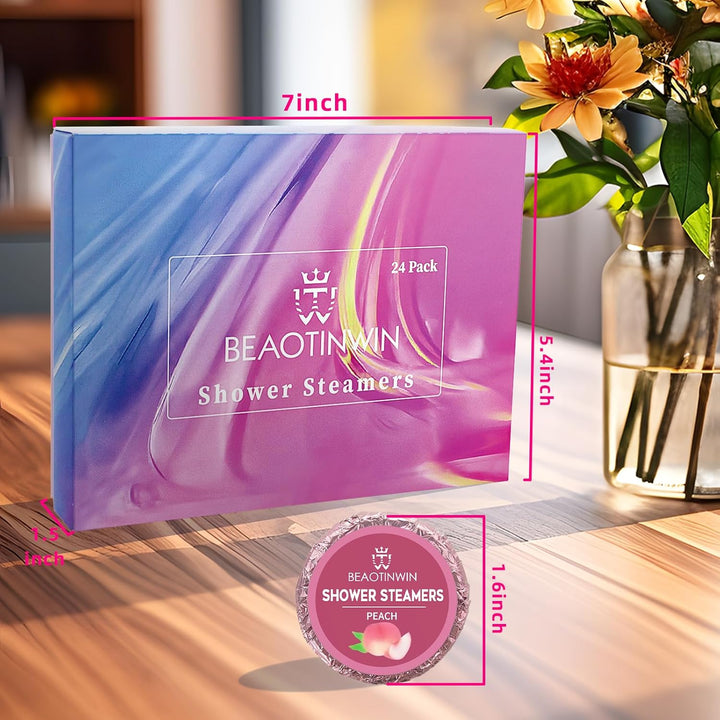 24 Pcs Shower Steamers Aromatherapy Shower Tablets, Stress Relief and Luxury Self Care,Vegan Organic Shower Bomb Set, Pampering Birthday Relaxing Presents Hampers for Women Mum