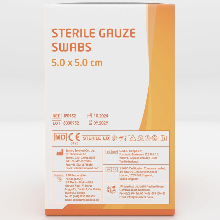 Premium Sterile Gauze Swabs 5Cm X 5Cm - Pack of 100