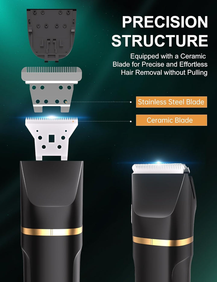 Manscape Body Trimmer Men 3 in 1, Pubic & Ball Trimmer Man IPX7 Waterproof, Rechargeable Body Shavers for Men with 2 Combs, Painless Nose Hairs Trimmer for Man,Wet & Dry