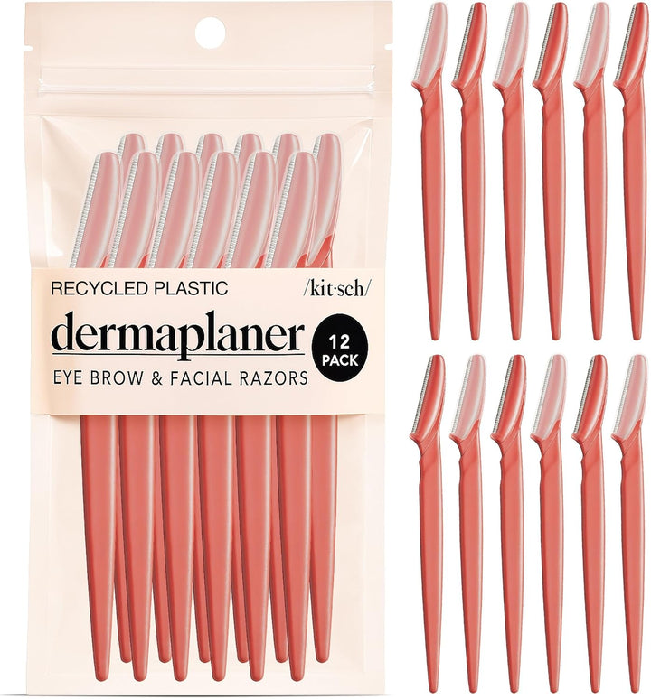 Dermaplaning Blades for Face - Face Razors for Women and Men | Eyebrow Razor & Facial Hair Remover | Exfoliates Facial Skin, Eyebrow Shaper | Dermaplaning Tool, 12Pc (Terracotta)