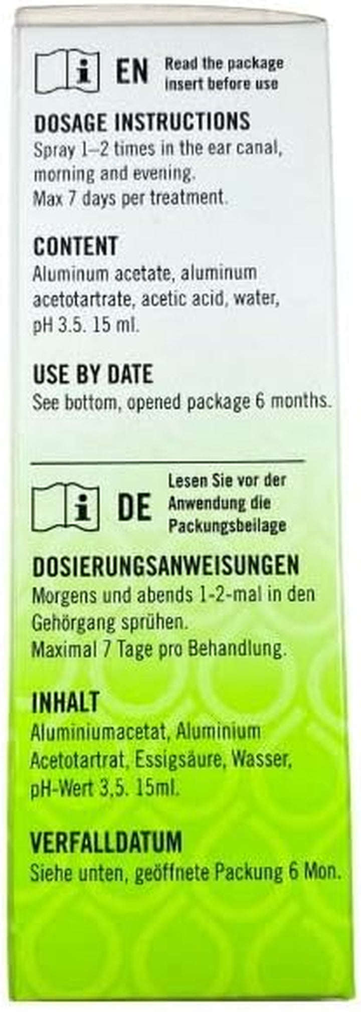 Ear Spray 15 Ml – Fast Acting Formula Designed to Remove Trapped Water and Relieve the Symptoms of Swimmers Ear.