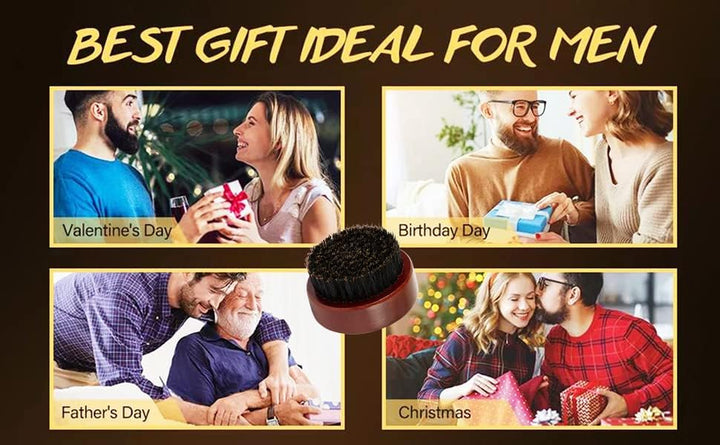 Beard Brush, 100% Boar Bristle Black Walnut Wood Beard Comb Brush for Men to Tame and Soften Your Facial Hair from