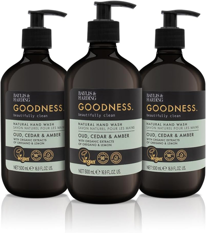 Goodness Oud, Cedar and Amber Body Wash, 500 Ml (Pack of 3) - Vegan Friendly