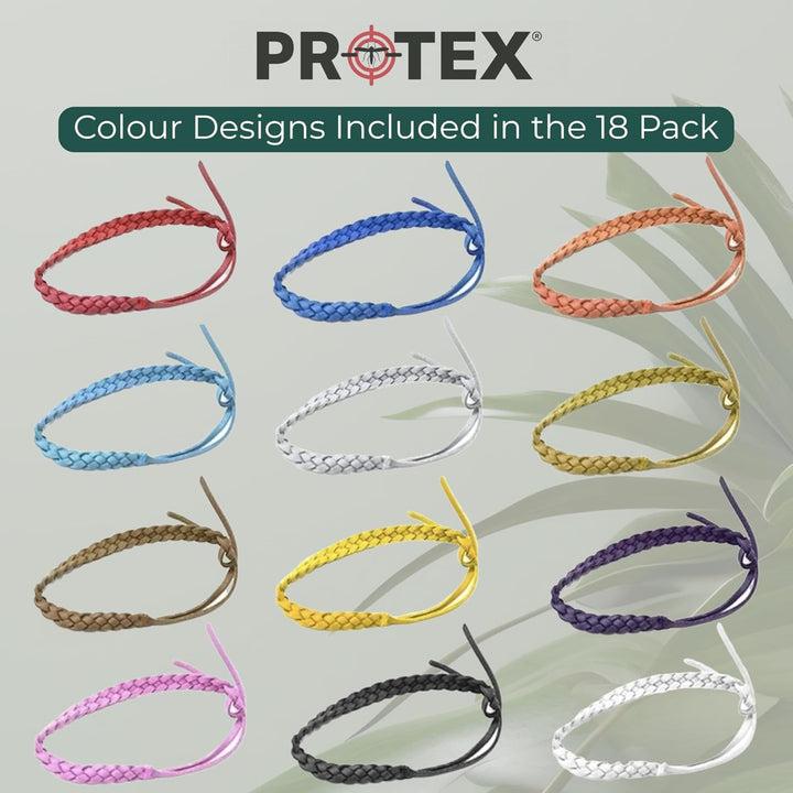 PR0TEX 18 Pack Mosquito Repellent Bracelet, Adjustable Leather Deet-Free Wrist Bands, Powerful Effective Protection, Insect Repellent Bracelets for Adults & Kids, Resealable Pack.