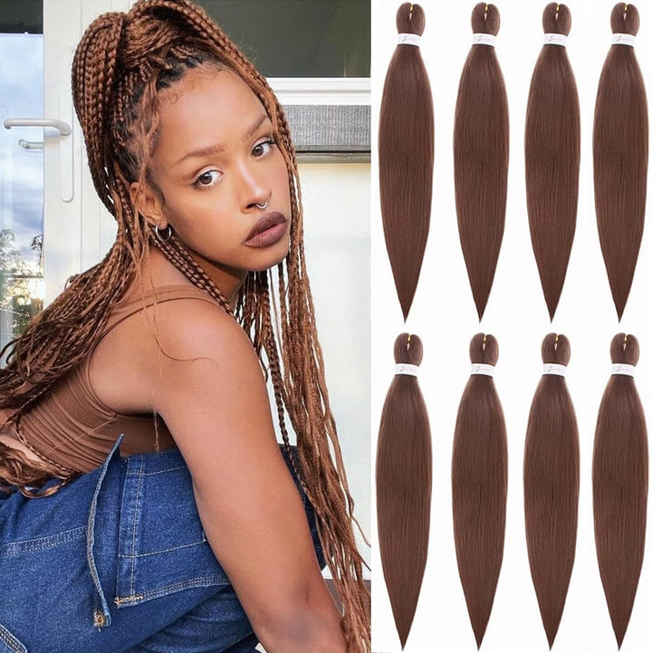 3 Packs Pre Stretched Braiding Hair Extension Yaki Texture EZ Braids Hair for Coi Leray Braids Black Braiding Crochet Hair Extensions /30 Inch 1B#