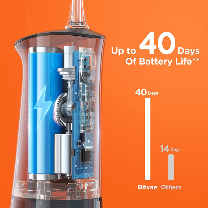 Water Dental Flosser for Teeth Cordless, Water Teeth Cleaner Picks for Cleaning with 3 Modes & 5 Intensities, Oral Irrigator with 6 Jet Tips, IPX7 Waterproof, USB Rechargeable, Black