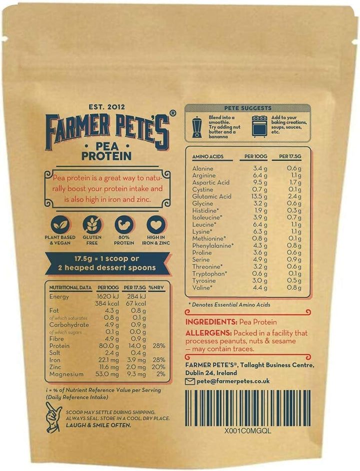 Pea Protein Powder 1Kg - Dairy Free, Gluten-Free, Natural Plant Based Vegan Protein Powder Isolate (1Kg)