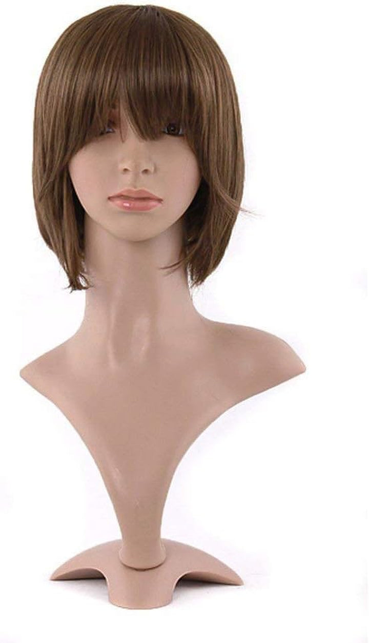 Natural Short Straight New Wigs Flat Bangs Wigs-Black-Ladies