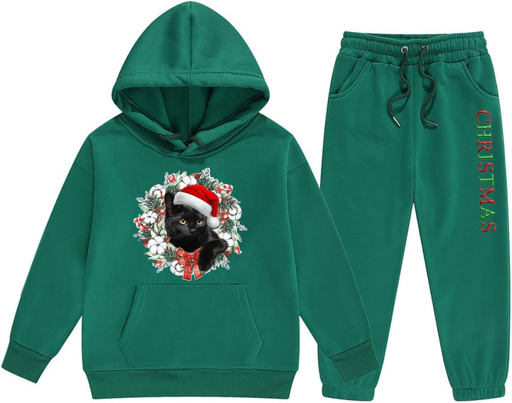 Christmas Reindeer Girls Hoodie Set Children S Two Piece Medium and Small Long Sleeved Sweatpants Christmas Blanket