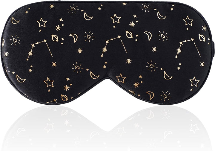 100% Silk Sleep Mask with Adjustable Strap,Comfortable and Super Soft Eye Mask Ultimate Sleeping Aid,Blindford Golden Moon