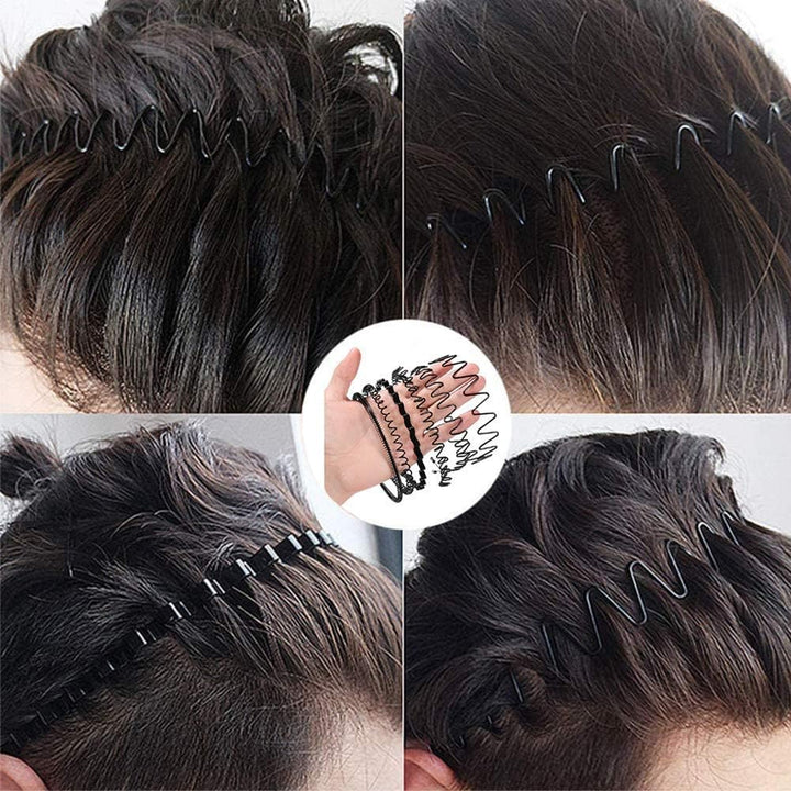 Mens Hair Band Sports Hair Bands Men, Non-Slip Sports Fashion Headband, Metal Hair Band Men, Hair Hoop Outdoor Sports, Weddings and Daily Wear (6 Pcs)