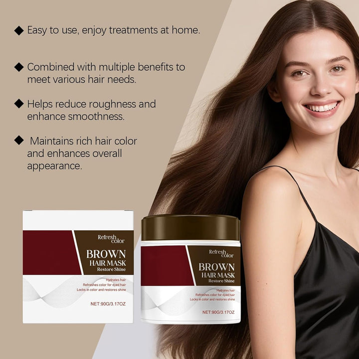 Radiant Brown Hair Mask - 90G. a Multi-Benefit Nourishing Mask Suitable for Color-Treated Hair That Moisturizes, Smoothes, and Maintains Vibrant Color.