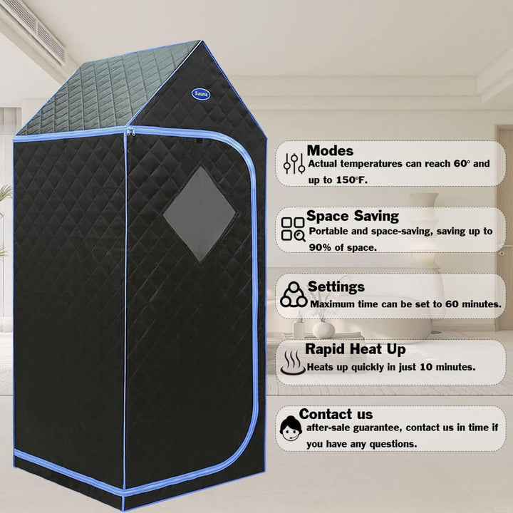 Sauna,Portable Sauna,Folding Full Body Infrared Sauna Tent with Remote Control,Infrared Panel,Folding Chair,For Personal Spa (Black)