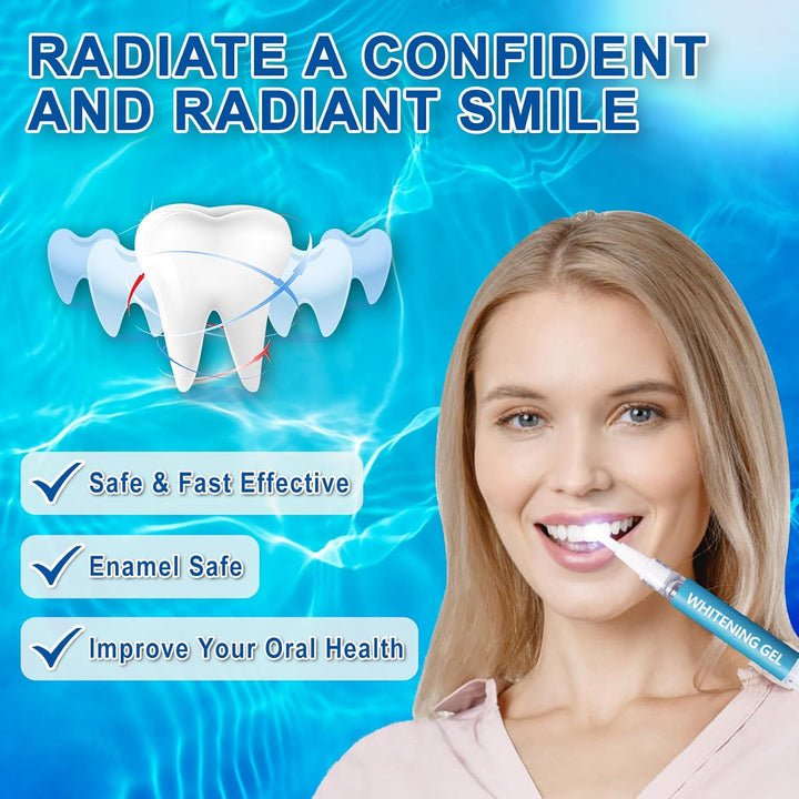 LED Teeth Whitening Kit: Blue Light Teeth Whitener with Bleaching Gel - Effectively Removes Stains from Coffee, Tea & Smoking - Safe, Fast, and Gentle for Sensitive Teeth