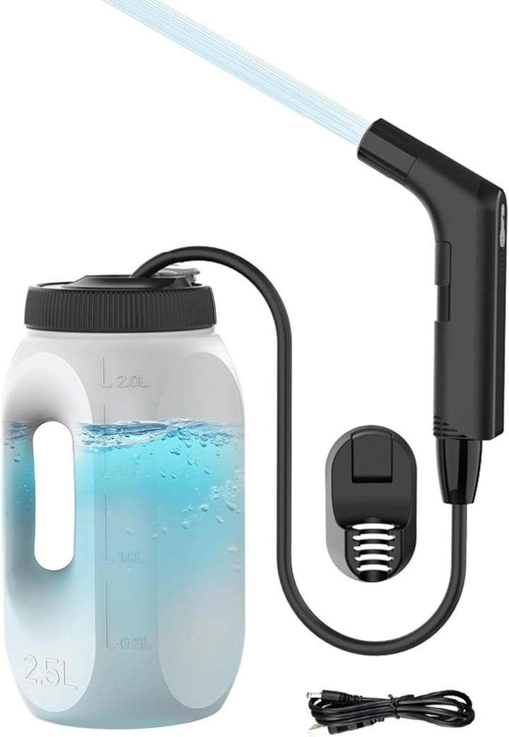 Electric Portable Bidet Sprayer – Integrated Handheld Shattaf with 2.5L Tank, Anti-Misoperation Button, Toilet Spray for Personal Hygiene & Feminine Care (White, 2.5L - JP - 239A)