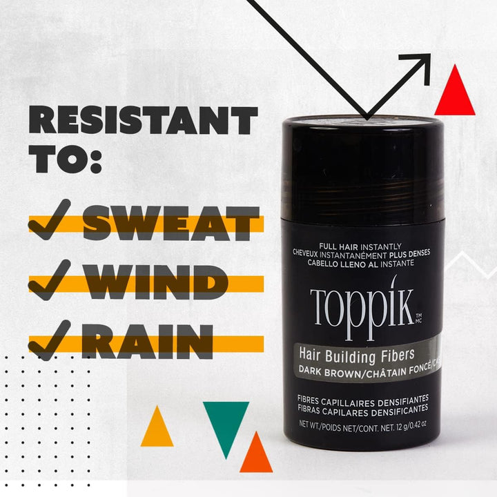 Toppik Hair Building Fibres Powder Brown Keratin-Derived for Naturally Thicker Looking 3G