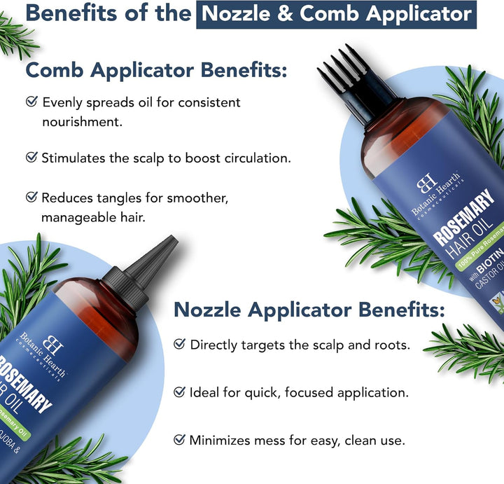 100% Pure Rosemary Oil for Hair Growth Infused with Biotin | Hair Strenghtening Treatment | Nourishing & Volumizing | with Jojoba Oil & Castor Oil | Non GMO Verified | 6.7 Fl Oz