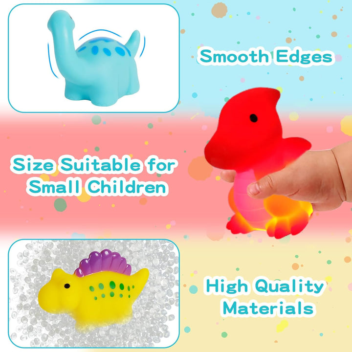 Baby Bath Toys, 6 PCS LED Kids Sensory Toys, Liquid Sensor Light up Dinosaur for Autism