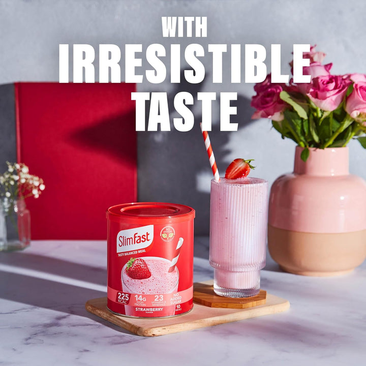 Meal Replacement Shake Weight Loss & Balanced Diet, Vitamins and Minerals, Low Calorie, High Protein, Strawberry Flavour, 16 Servings, 584 G, Packaging May Vary