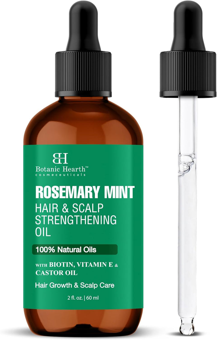 100% Pure Rosemary Oil for Hair Growth Infused with Biotin | Hair Strenghtening Treatment | Nourishing & Volumizing | with Jojoba Oil & Castor Oil | Non GMO Verified | 6.7 Fl Oz