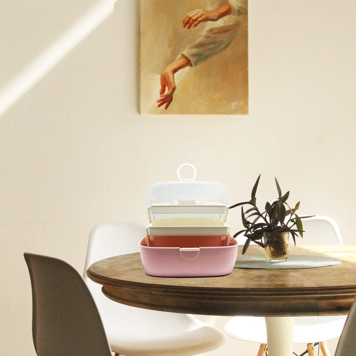 Medicine Box,First Aid Box,Portable Medicine Chest Storage,Organizer Box,Fold 3-Layer Large Medicine Cabinet,Storage Case for Home,Outdoor, Pink 30X19X16 Cm