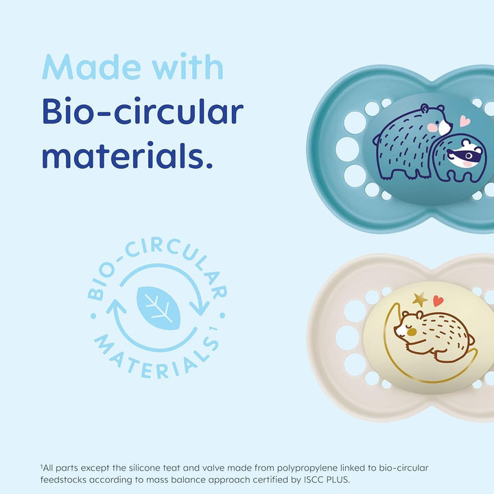 Original Soothers | 16 plus Months | Pack of 2 | Comes in Dummy Steriliser Box | Sustainable Materials | Baby Accessories | Pink (Various Designs)