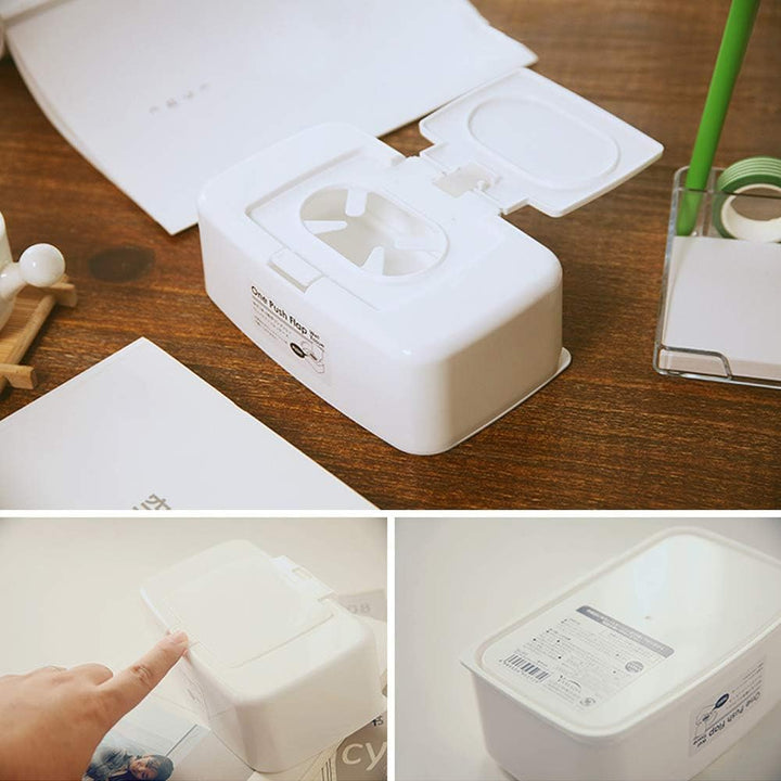Baby Wipes Dispenser, Push Button Portable Wet Wipes Dispenser Box Strong Seal Toilet Wipes Dispenser Box, for Keeping Wipes Fresh