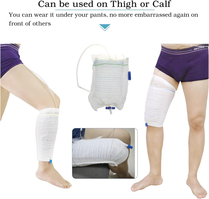 Catheter Leg Bag Holder 2 Pcs Convenient Washable Reusable Elastane Stitched Wrapped Urine Bag Designed for the Incontinent M