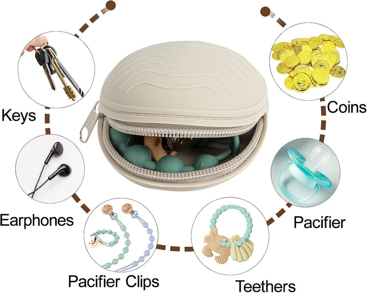 3 Pack Silicone Pacifier Holder Case, Bpa-Free Cover Pouch for Baby, Portable Storage Container for Diaper Bag Stroller,