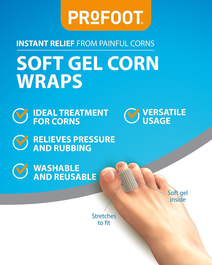 Soft Gel Corn Wraps - Instant Relief from Painful Corns - Cushions and Protects - Contains Soft Gel, Reduces Pressure and Friction - Contains 3 Washable & Reusable Toe Wraps