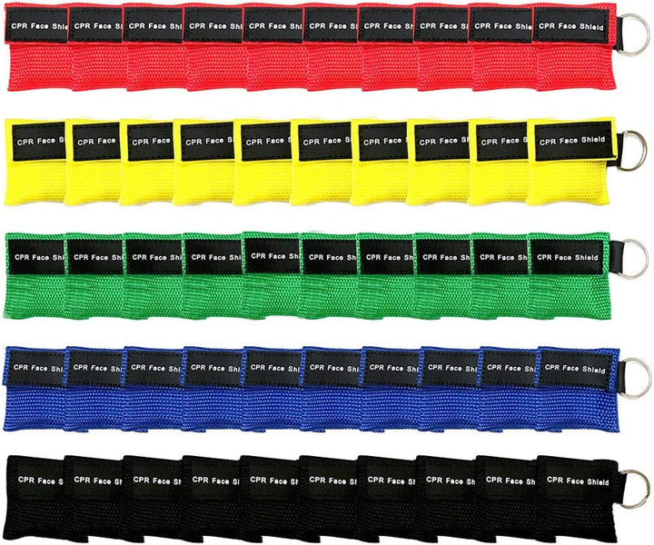 CPR Face Shield Mask, Keychain Mask Disposable Emergency Kit CPR Face Shields Pocket Mask for First Aid Cardiac Resuscitation Training