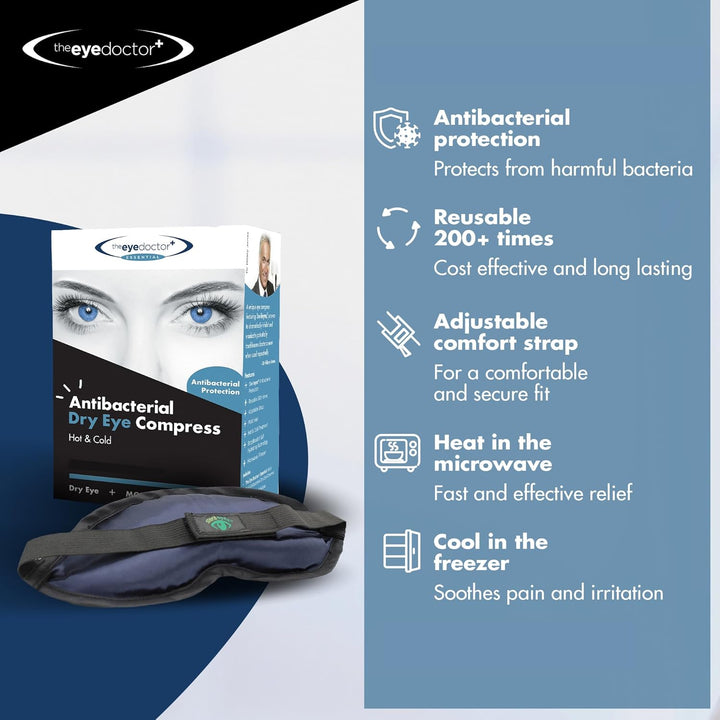 Heated Eye Mask for Dry Eyes – Warm Eye Compress for Blepharitis Relief - Reusable Microwave Safe Heat Eye Mask for MGD Treatment with Antibacterial Protection