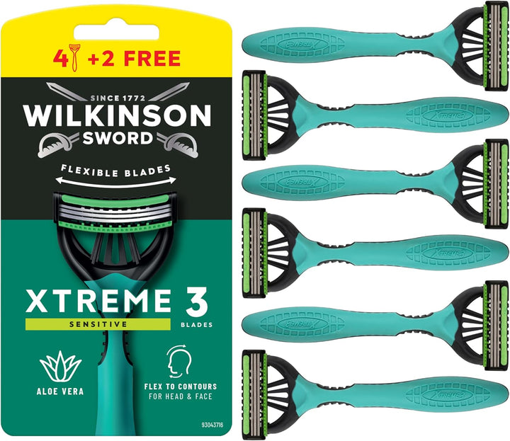 Xtreme 3 Sensitive Men'S Disposable Razors, Great Addition to Wash Bags for Men'S Grooming, Great Shavers for Routine Shaving, 8 Pack