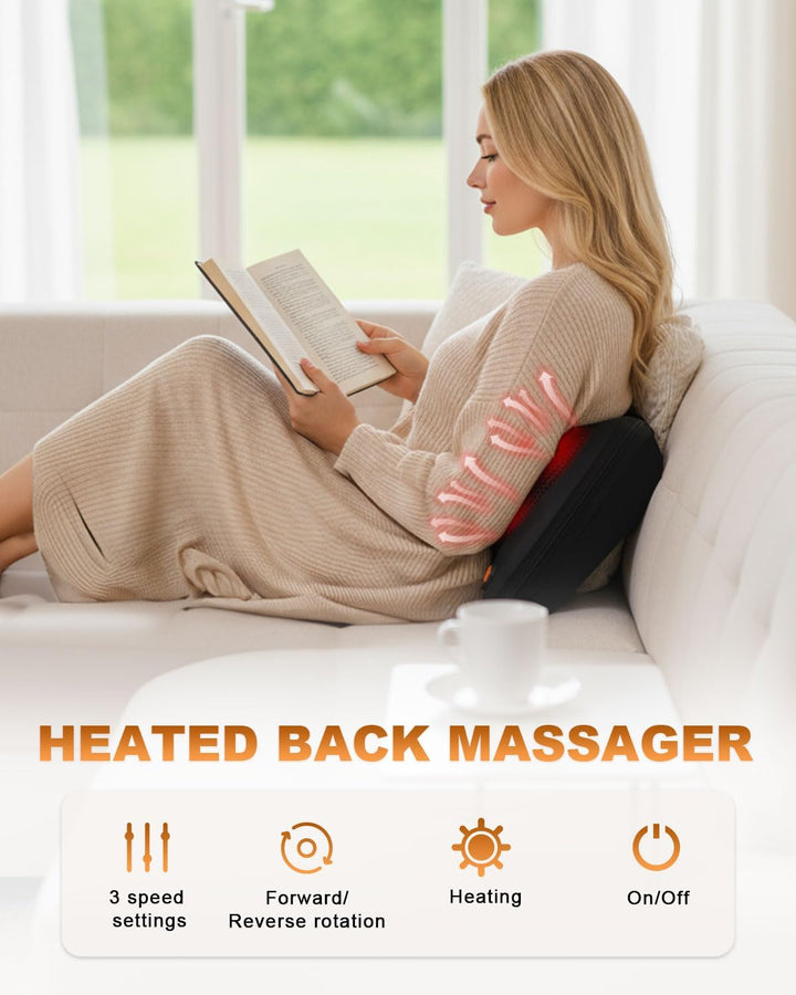 Back Massager, Neck Massage Pillow, Deep Tissue 4D Kneading Shiatsu Massage, Massagers for Back and Neck, Shoulder, Legs, Optional Heat Function, 15-Minute Auto Timer Gifts for Men, Women