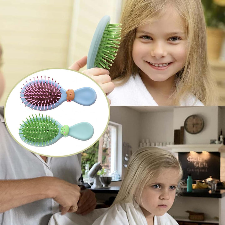 2Pcs Toddler Hair Brush Kids Hair Brush Set,Massage Comb Small Hair Paddle Brush for Thick Curly Thin Long Short Wet or Dry Hair Provide Effective Way for Daily Hair Care(Little Bear and Little Frog).