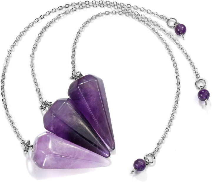 Natural Amethyst Gemstone Crystal Pendulum - Dowsing, Scrying, Healing