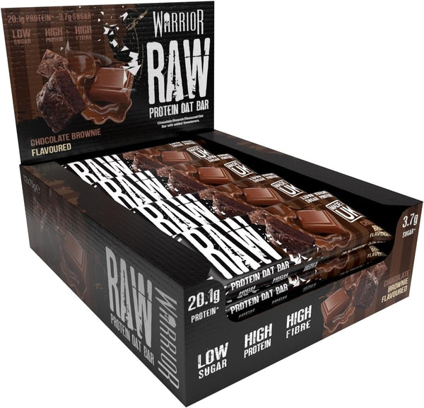 Raw Protein Bars – 12 X 75G High Protein Snack – High Fibre, Low Sugar – Ideal Meal Replacement or Healthy Nutrition Energy Snacks - Oat Bar Flapjacks – UK Made (Chocolate Brownie)