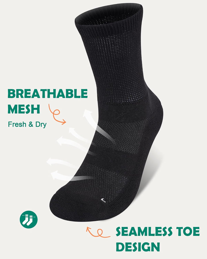 Bamboo Diabetic Socks for Men, Soft Top Cushioned Seamless Socks for Swollen Feet and Ankles, Loose Top Hospital Socks 3 Pairs