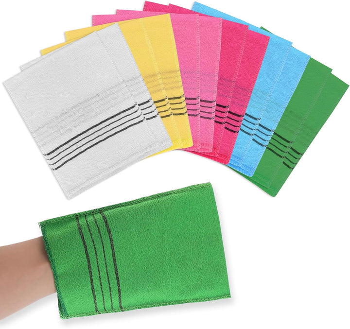 5Pcs Asian Exfoliating Washcloth Italy Towel Korean Exfoliating Mitt Dual-Sided Exfoliating Glove for Removing Dead Skin Callus Scrubbing Shower Spa Scrub Mitt Bath Accessories